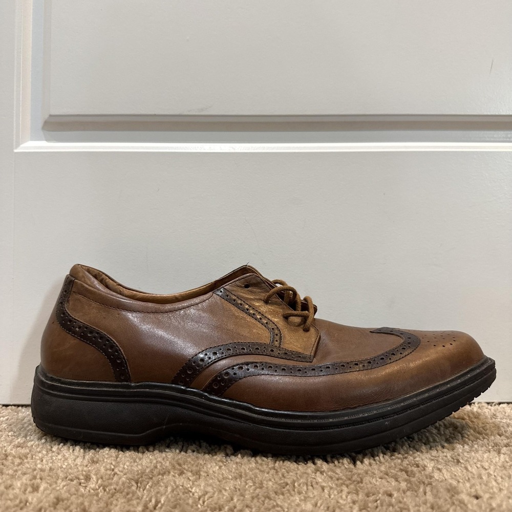 Dr. Comfort Wing 8320 Shoes Mens Size 10.5W Brown Leather Wingtip Brogue Oxford